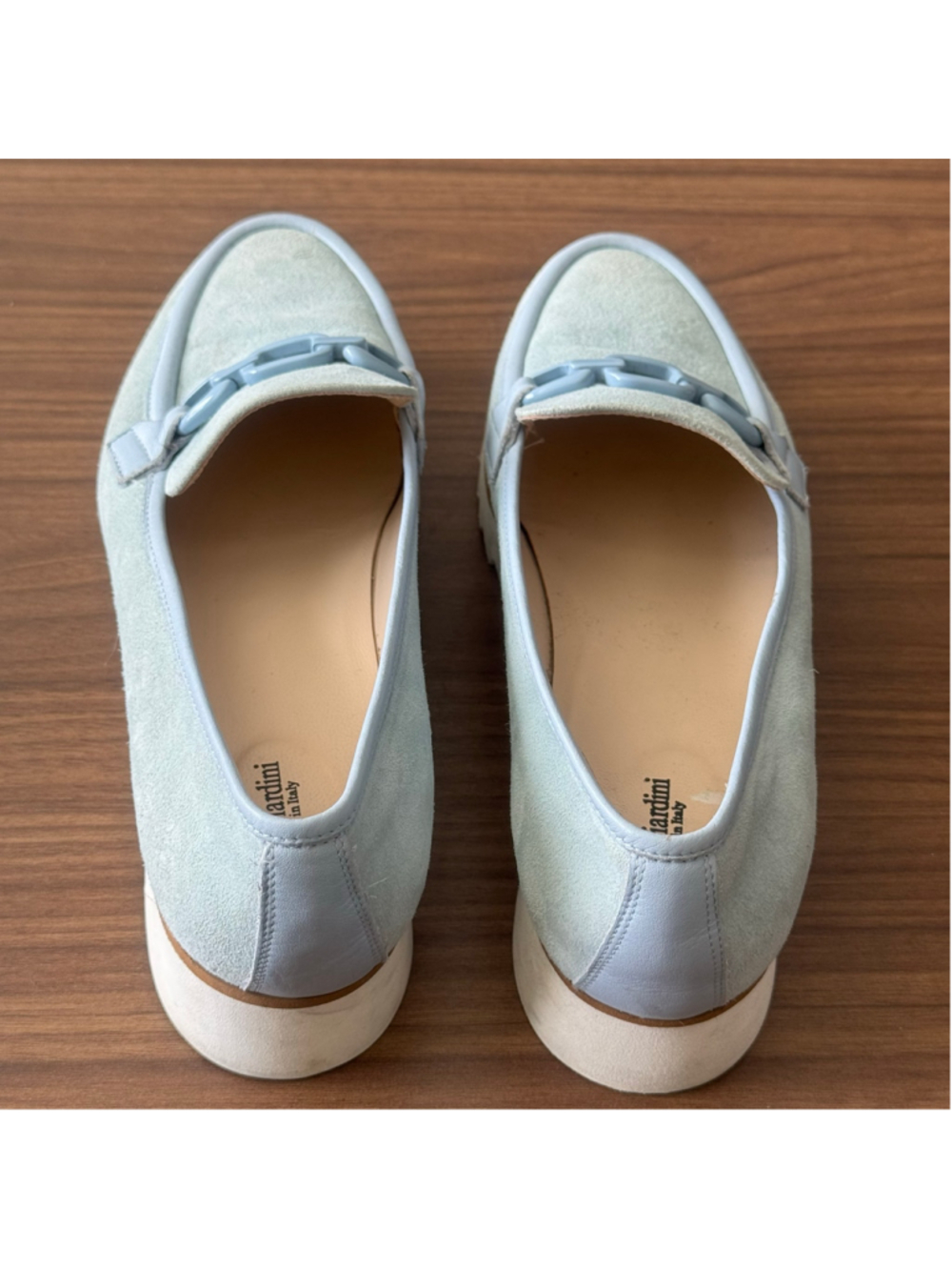 Nero Giardini Made in Italy Light Blue Suede Chain Loafers Platform Comfort Shoe - Picture 4 of 8